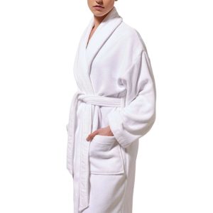Peignoir de bain col châle Velours 100% Coton - 360gsm - Blanc – Image 3