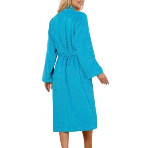 Peignoir de bain bouclette coupe Kimono 100% coton - Turquoise – Image 3