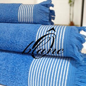 Pack Serviette Continentale - Bleu (rayure blanche) – Image 2