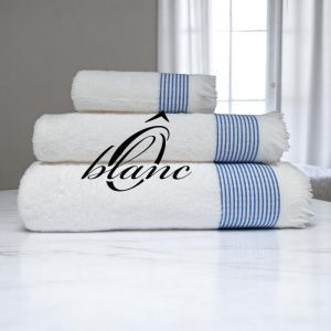 Pack Serviette Continentale - Blanc (rayure Bleu) – Image 1