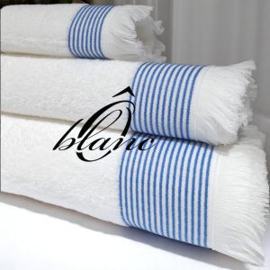 Pack Serviette Continentale - Blanc (rayure Bleu) – Image 2