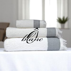 Pack Serviette Continentale - Blanc (rayure Gris) – Image 1