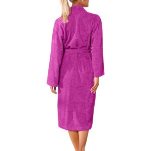 Peignoir de bain bouclette col châle 100% coton - Fuchsia – Image 3