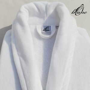 Peignoir de bain col châle Velours 100% Coton - 360gsm - Blanc – Image 5