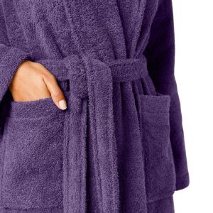 Peignoir de bain bouclette col châle 100% coton - Violet – Image 5