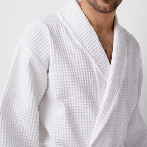 Peignoir de Bain en Nid d'abeille 100% coton - Blanc – Image 4