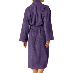 Peignoir de bain bouclette col châle 100% coton - Violet – Image 4