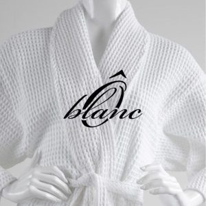 Peignoir de Bain en Nid d'abeille 100% coton - Blanc – Image 3