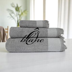 Pack Serviette Continentale - Gris (rayure blanche) – Image 1