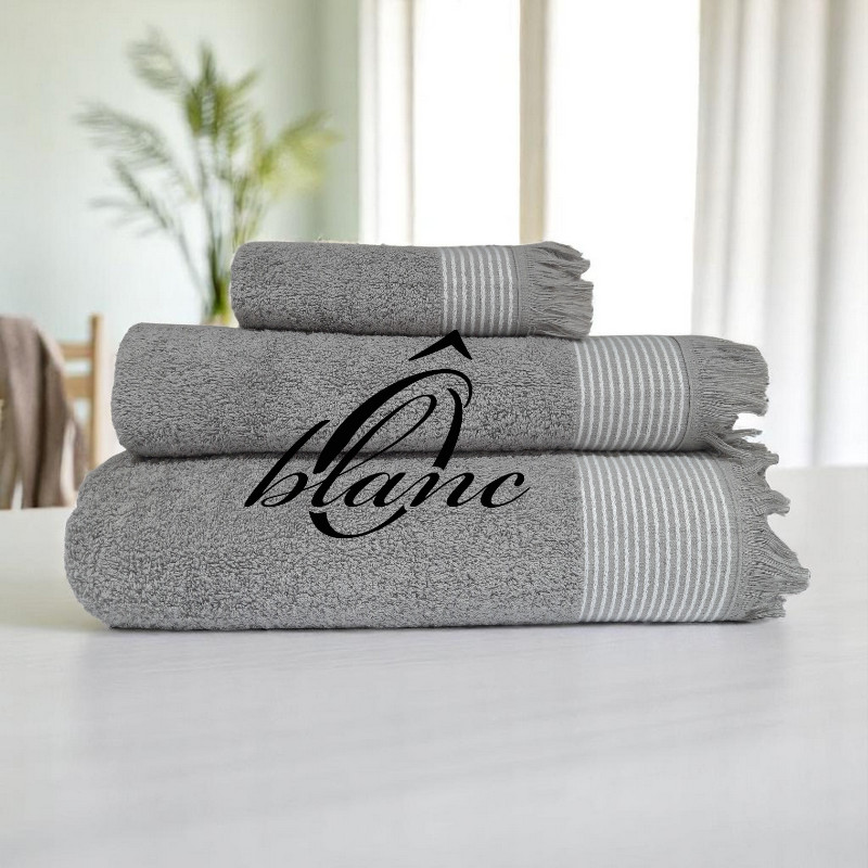 Pack Serviette Continentale - Gris (rayure blanche)