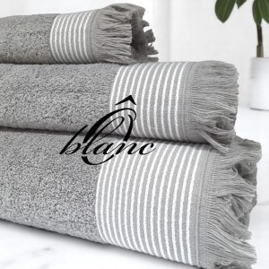 Pack Serviette Continentale - Gris (rayure blanche) – Image 2