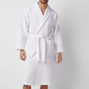 Peignoir de Bain en Nid d'abeille 100% coton - Blanc – Image 5