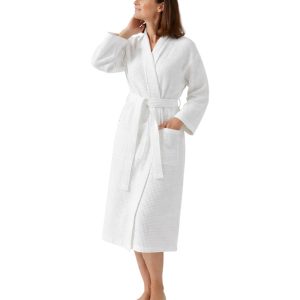 Peignoir de Bain en Nid d'abeille 100% coton - Blanc – Image 1