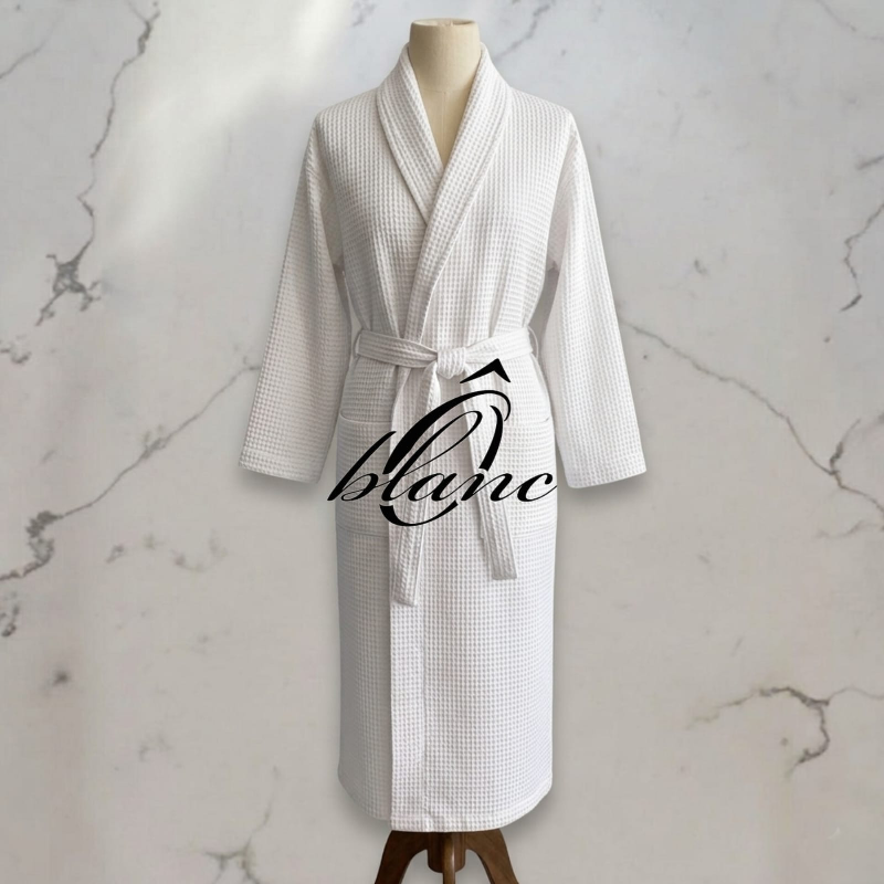 Peignoir de Bain en Nid d'abeille 100% coton - Blanc