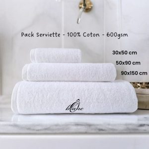 Pack Serviette de Bain - Blanc 600gsm – Image 1