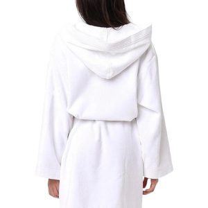 Peignoir de bain à capuche Velours 100% coton - 360gsm - Blanc – Image 2
