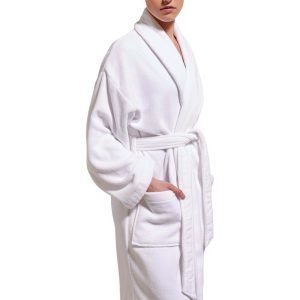 Peignoir de bain col châle Velours 100% Coton - 360gsm - Blanc – Image 1