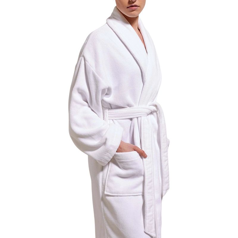Peignoir de bain col châle Velours 100% Coton - 360gsm - Blanc
