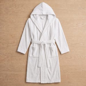 Peignoir de bain Bouclette à capuche 100% Coton Blanc - 500gsm – Image 1