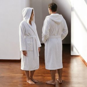 Peignoir de bain Bouclette à capuche 100% Coton Blanc - 500gsm – Image 1