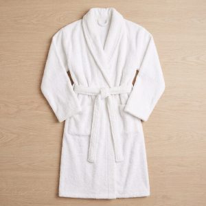 Peignoir de bain bouclette col châle 100% Coton Blanc - 500gsm – Image 1