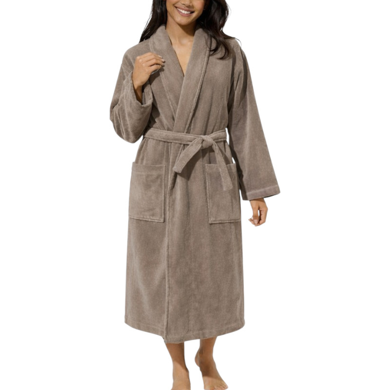 Peignoir de bain col châle Velours 100% Coton - 460gsm -Taupe