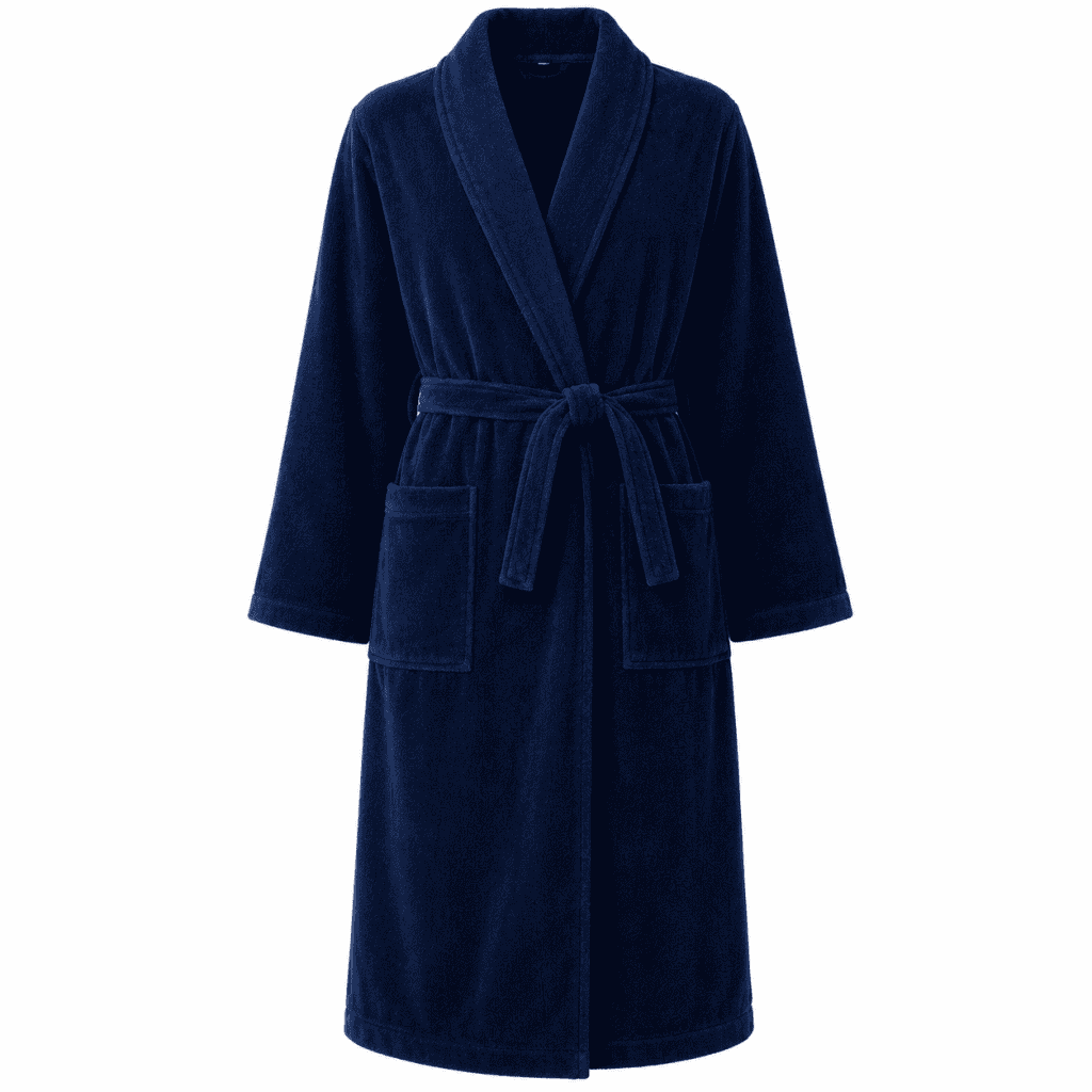 Peignoir de bain col châle Velours 100% Coton - 460gsm - Bleu Nuit