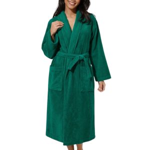 Peignoir de bain col châle Velours 100% Coton - 460gsm - Vert Émeraude – Image 1