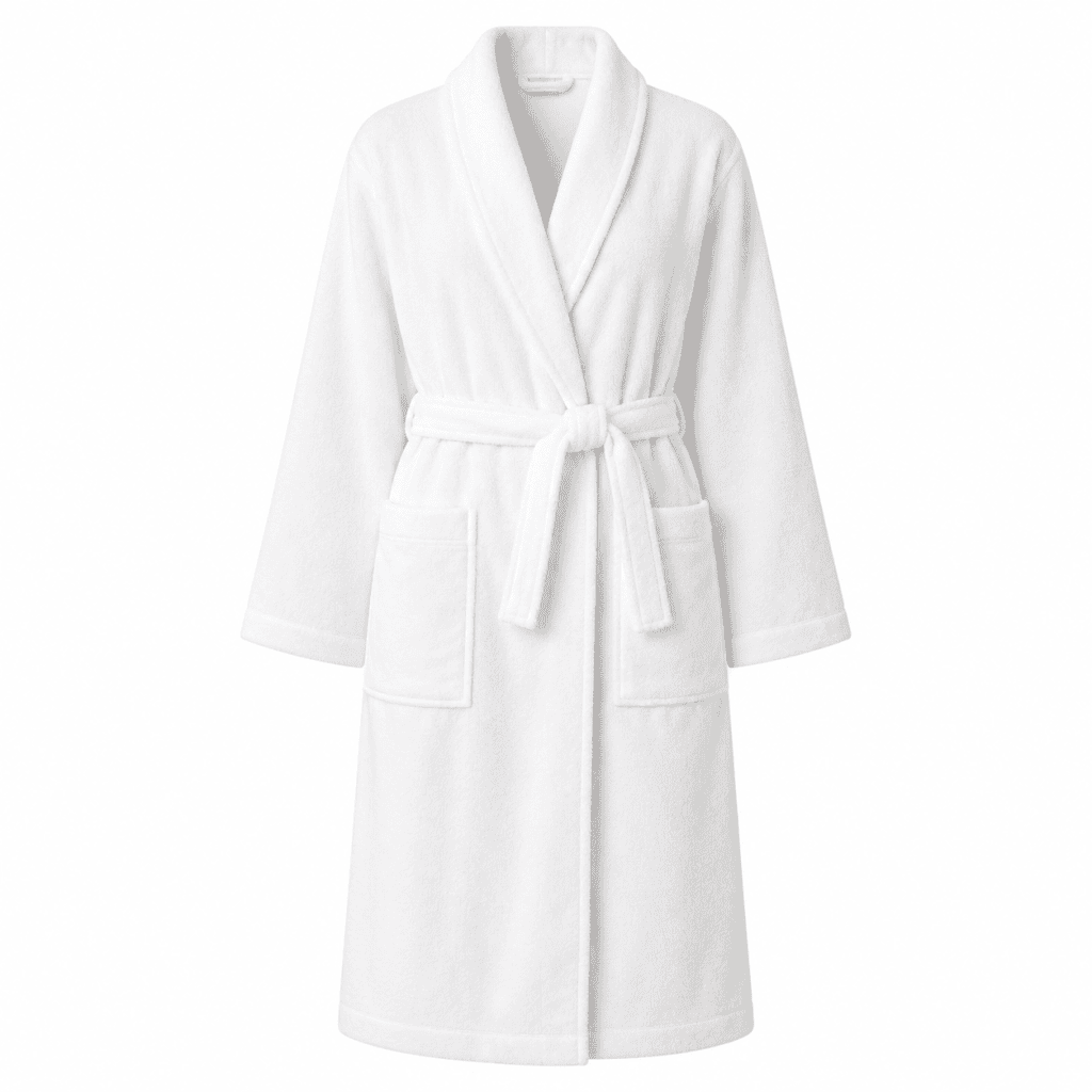 Peignoir de bain col châle Velours 100% Coton - 460gsm - Blanc