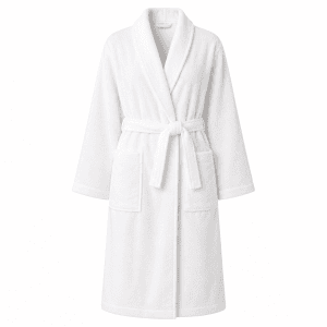 Peignoir de bain col châle Velours 100% Coton - 460gsm - Blanc – Image 1