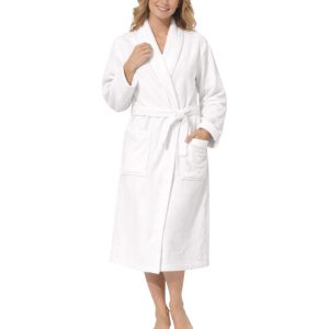 Peignoir de bain col châle Velours 100% Coton - 460gsm - Blanc – Image 1