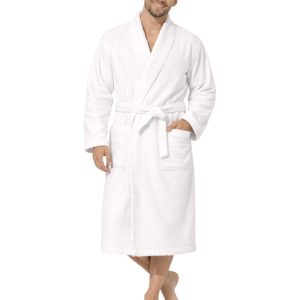 Peignoir de bain col châle Velours 100% Coton - 460gsm - Blanc – Image 2