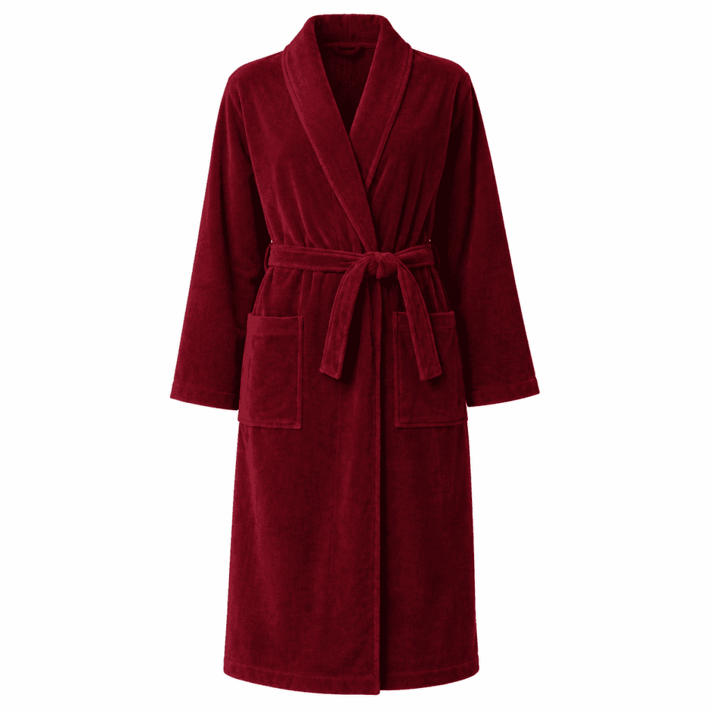 Peignoir de bain col châle Velours 100% Coton - 460gsm - Bordeaux