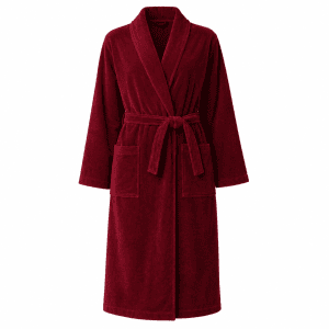 Peignoir de bain col châle Velours 100% Coton - 460gsm - Bordeaux – Image 1
