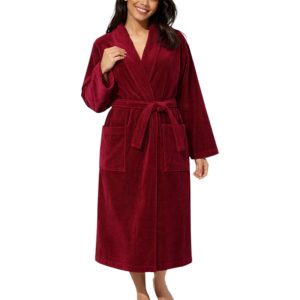 Peignoir de bain col châle Velours 100% Coton - 460gsm - Bordeaux – Image 1
