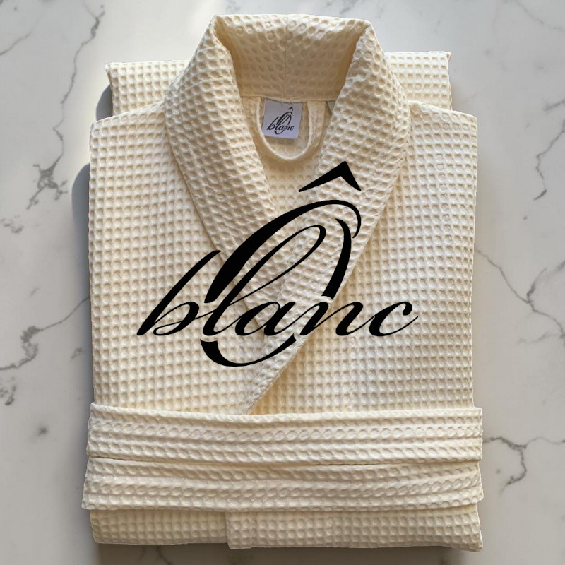 Peignoir de Bain en Nid d'abeille 100% coton - Blanc Cassé