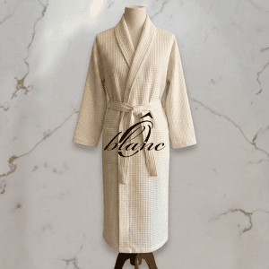 Peignoir de Bain en Nid d'abeille 100% coton - Blanc Cassé – Image 1