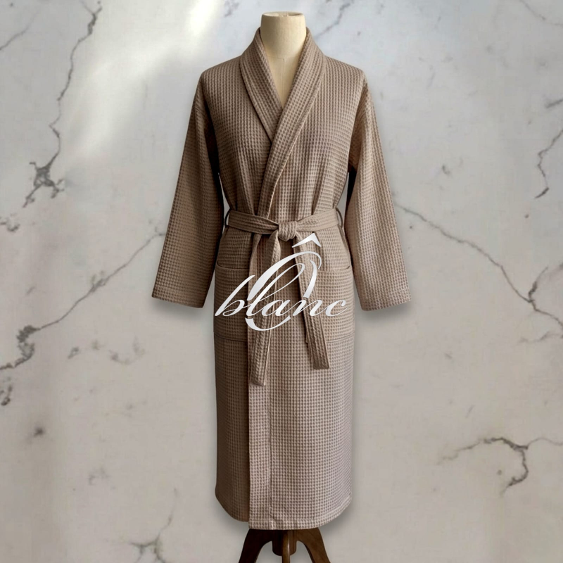 Peignoir de Bain en Nid d'abeille 100% coton - Taupe